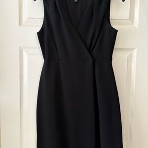 Ann Taylor Black Sheath Midi Dress V-Neck